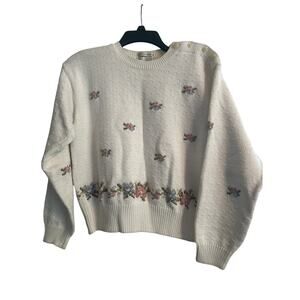 VGUC Vintage VanHeusen for Her Hand Embroidered Sweater Size Large